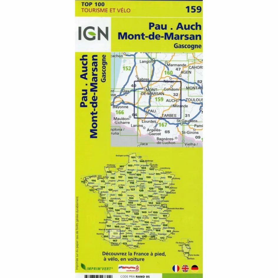 Best PAU.AUCH.MONT-DE-MARSAN 1:100 000 - Wanderkarte Wanderkarten Und Winterkarten|Wanderkarten Und Winterkarten
