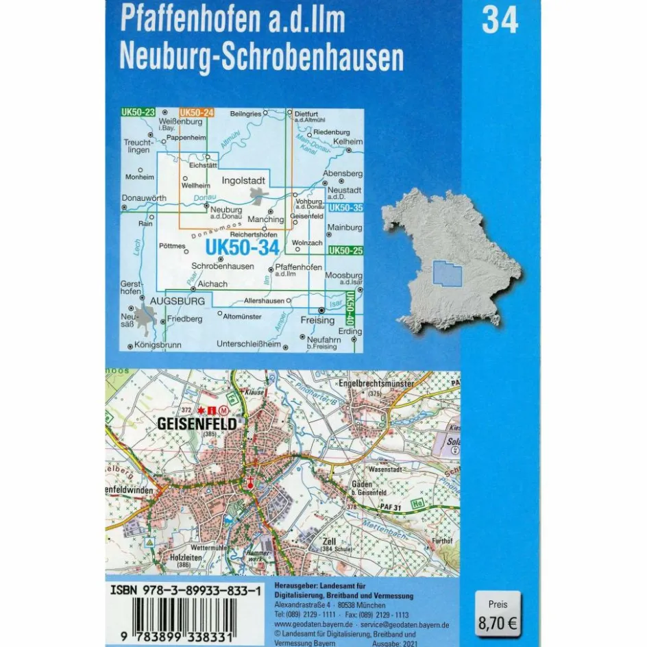Sale PFAFFENHOFEN - SCHROBENHAUSEN 1 : 50 000 (UK50-34) Fahrradkarten|Wanderkarten Und Winterkarten