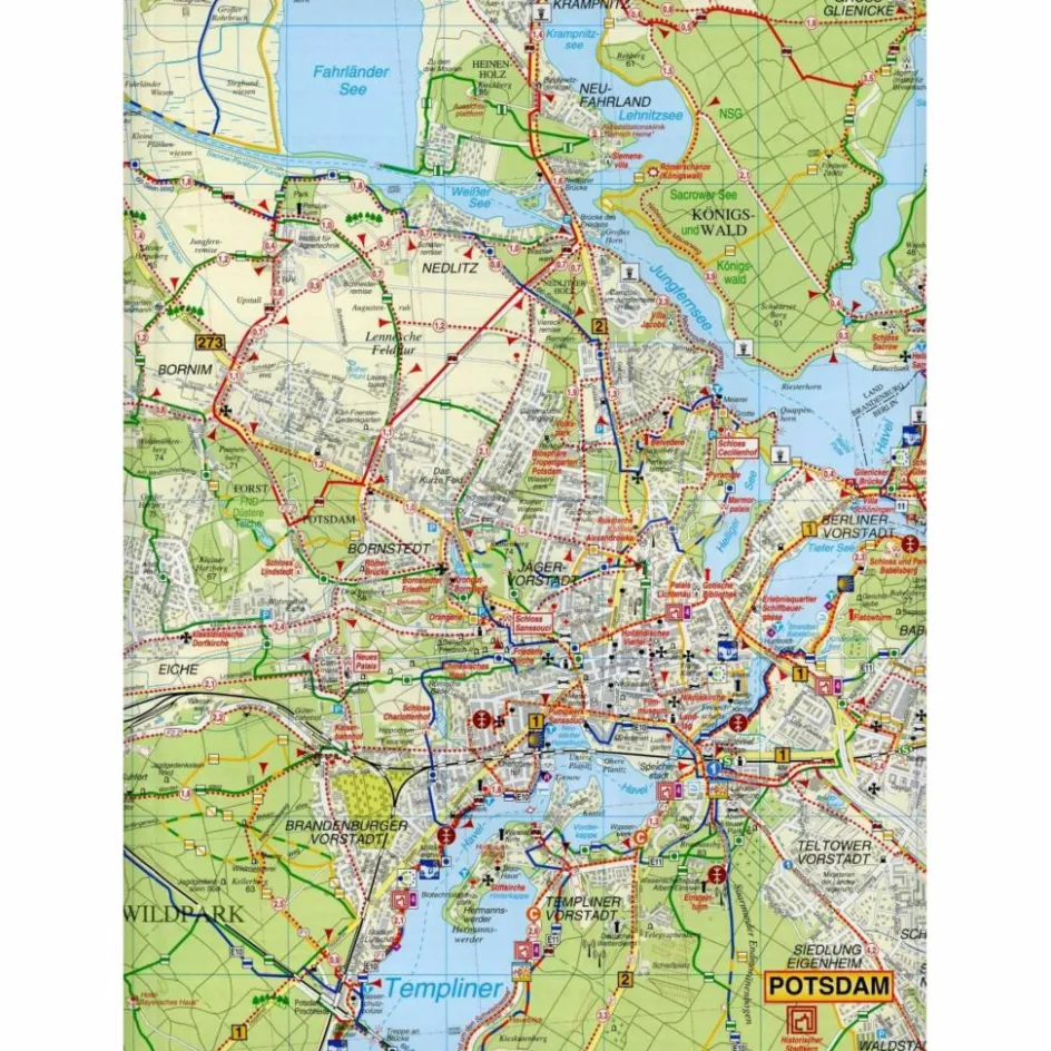 Fahrradkarten|Wanderkarten Und Winterkarten^POTSDAMER HAVELSEEN, BLÜTENSTADT WERDER - Wanderkarte