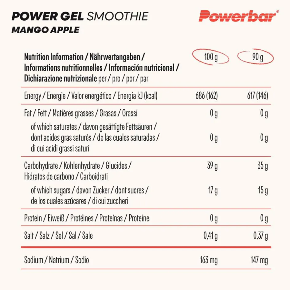 PowerBar Verpflegung^PB POWERGEL SMOOTHIE (90GX16) PACKAGE - Energiedrink