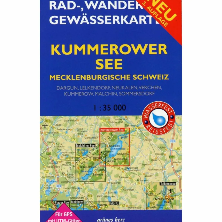 Discount RAD-, WANDER- UND GEWÄSSERKARTE KUMMEROWER - Fahrradkarte Fahrradkarten|Gewässerkarten