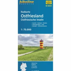 RADKARTE OSTFRIESLAND OSTFRIESISCHE INSELN 1:75.000 - Fahrradkarte Fahrradkarten|Fahrradkarten