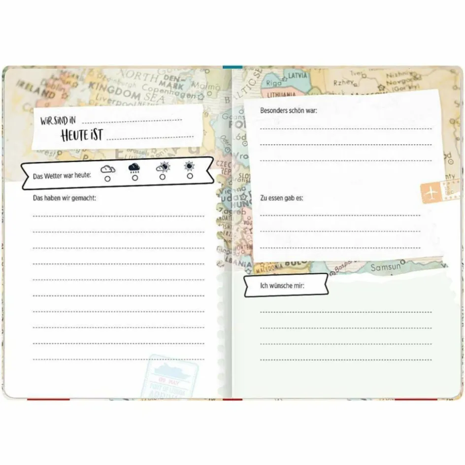 Best REISETAGEBUCH (LANDKARTE) - Notizbuch Schreibwaren