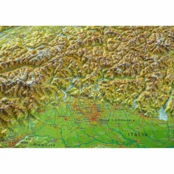 Wandkarten Und Poster^RELIEF ALPEN 1:1.2MIO MIT NATURHOLZRAHMEN - Wand Karte