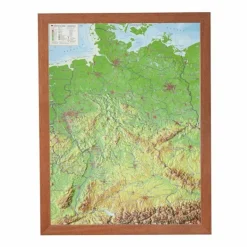 Wandkarten Und Poster^RELIEF DEUTSCHLAND 1:2.4 MIO MIT HOLZRAH - Karte