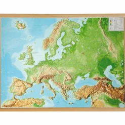 Wandkarten Und Poster^RELIEF EUROPA 1:8.000.000 MIT NATURHOLZRAHMEN - Karte