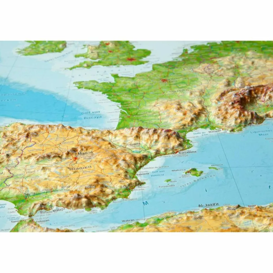 Wandkarten Und Poster^RELIEF EUROPA 1:8.000.000 MIT NATURHOLZRAHMEN - Karte