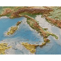 Clearance RELIEF MITTELMEER 1:5.5MIO MIT NATURHOLZRAHMEN - Wand Karte Wandkarten Und Poster