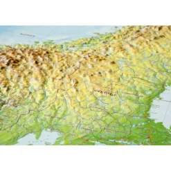 Wandkarten Und Poster^RELIEF SKANDINAVIEN MIT ALURAHMEN - Karte