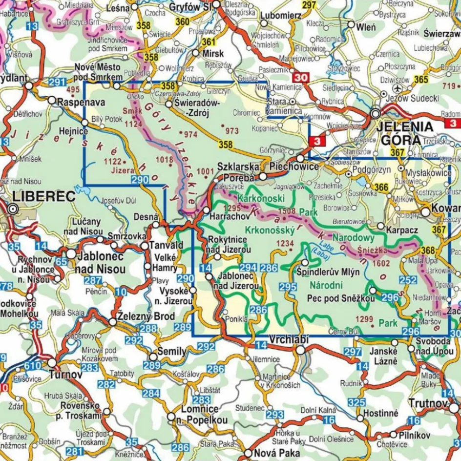 Fahrradkarten|Wanderkarten Und Winterkarten^RIESENGEBIRGE - ISERGEBIRGE