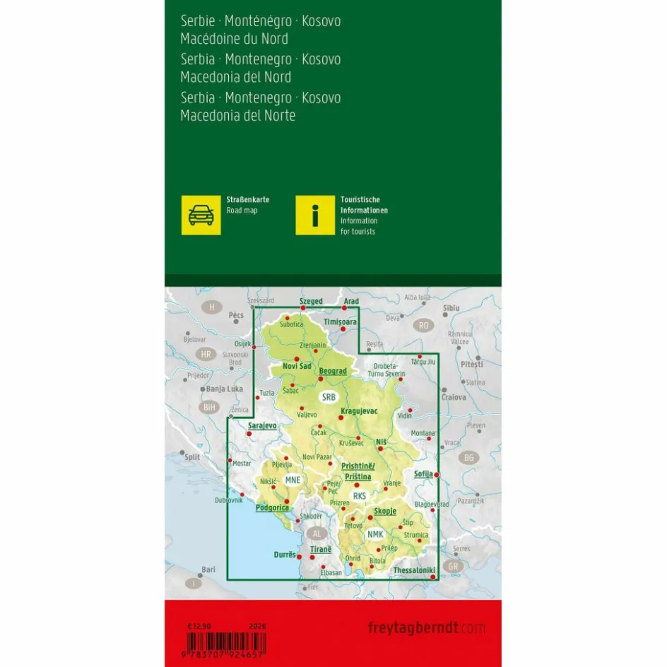 Discount SERBIEN - MONTENEGRO - KOSOVO - NORDMAZEDONIEN, STRAßENKARTE - Straßenkarte Straßenkarten|Straßenkarten