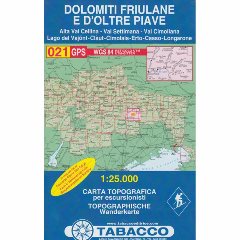 Wanderkarten Und Winterkarten|Wanderkarten Und Winterkarten^TABACCO 021 DOLOMITI DI SINISTRA PIAVE - Wanderkarte