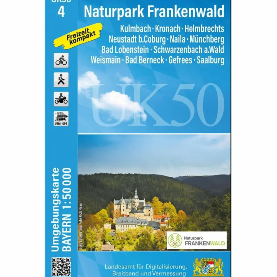 New UK50-4 NATURPARK FRANKENWALD (UMGEBUNGSKARTE 1:50000) Fahrradkarten|Wanderkarten Und Winterkarten