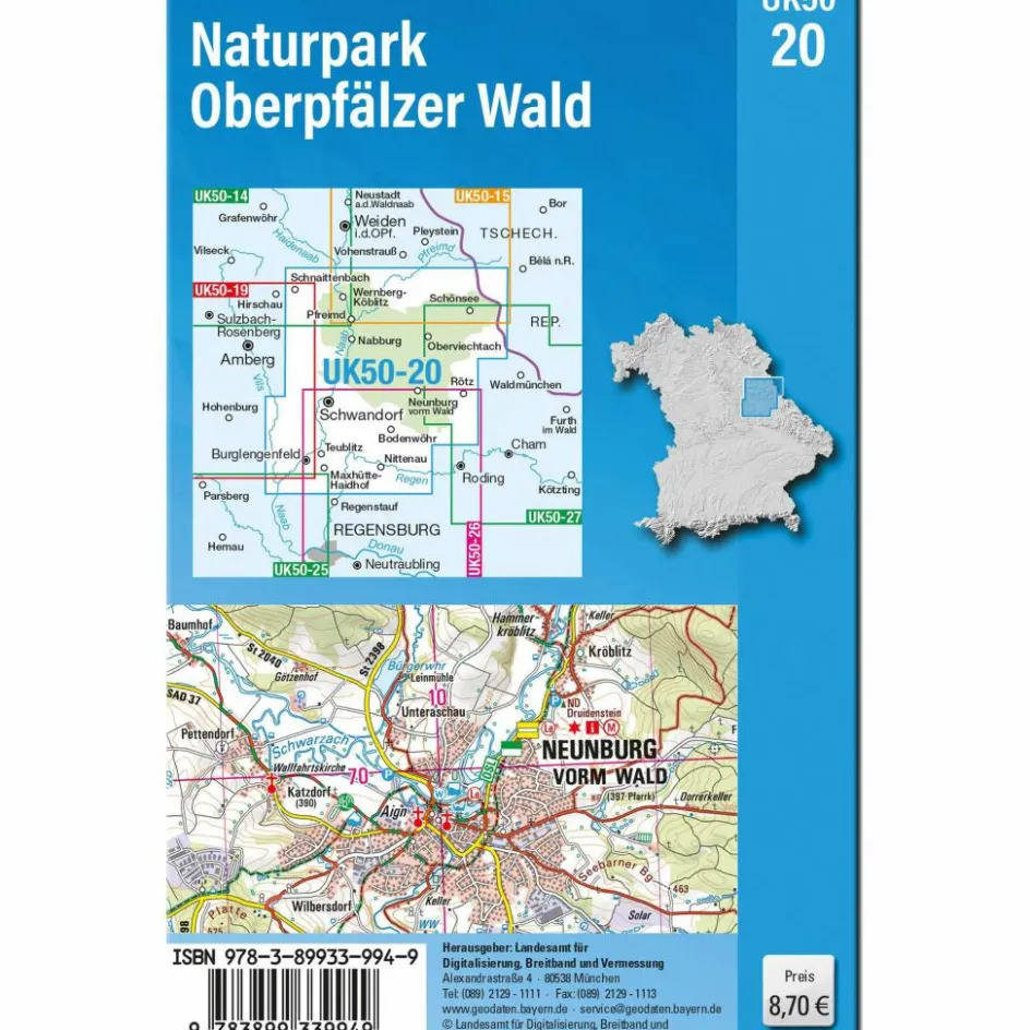 Fahrradkarten|Wanderkarten Und Winterkarten^UK50-20 NATURPARK OBERPFÄLZER WALD
