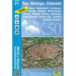 Fahrradkarten|Wanderkarten Und Winterkarten^UK50-21 RIES, NÖRDLINGEN, DINKELSBÜHL