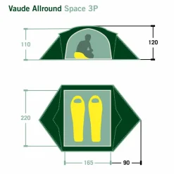Vaude 2-Personen-Zelte|3-Jahreszeiten-Zelte^ALLROUND SPACE 3P - Kuppelzelt