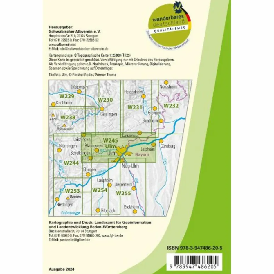 Online W245 ULM - BLAUBEUREN, SCHELKLINGEN - Wanderkarte Wanderkarten Und Winterkarten|Wanderkarten Und Winterkarten