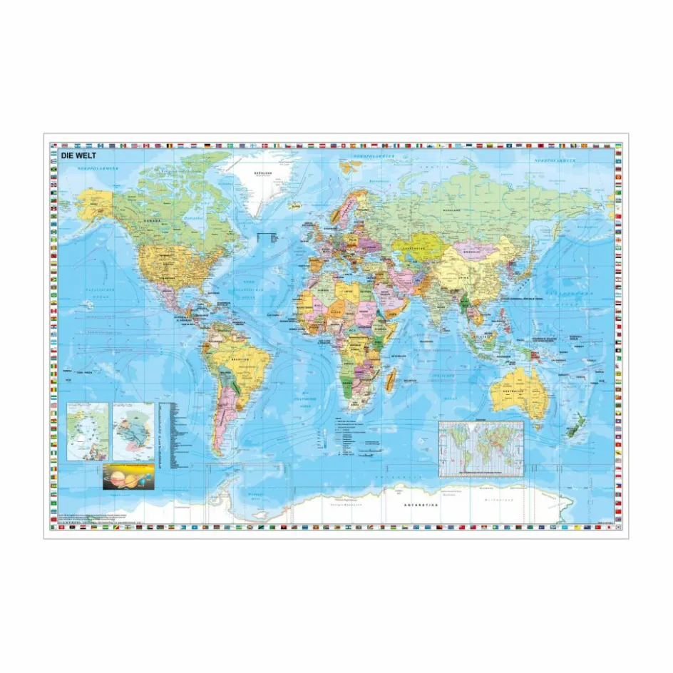 Wandkarten Und Poster^WELTKARTE DEUTSCHSPRACHIG. WANDKARTE MIT - Poster